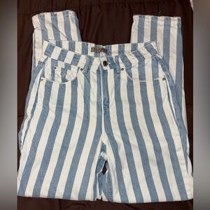 Blue and White Striped Jeans